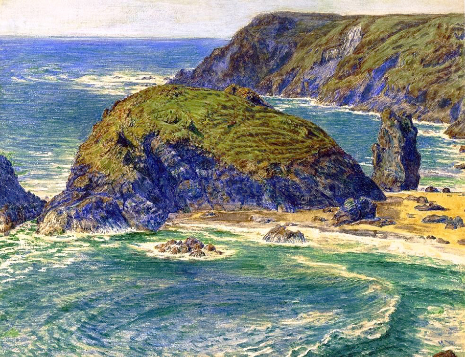 Asparagus Island, Kynance, Cornwall in Detail William Holman Hunt